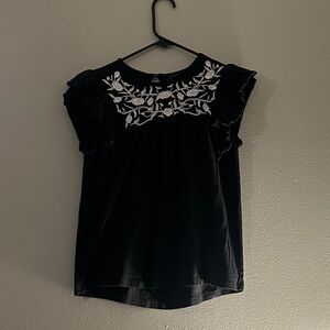 Black Embroidered Women's Top